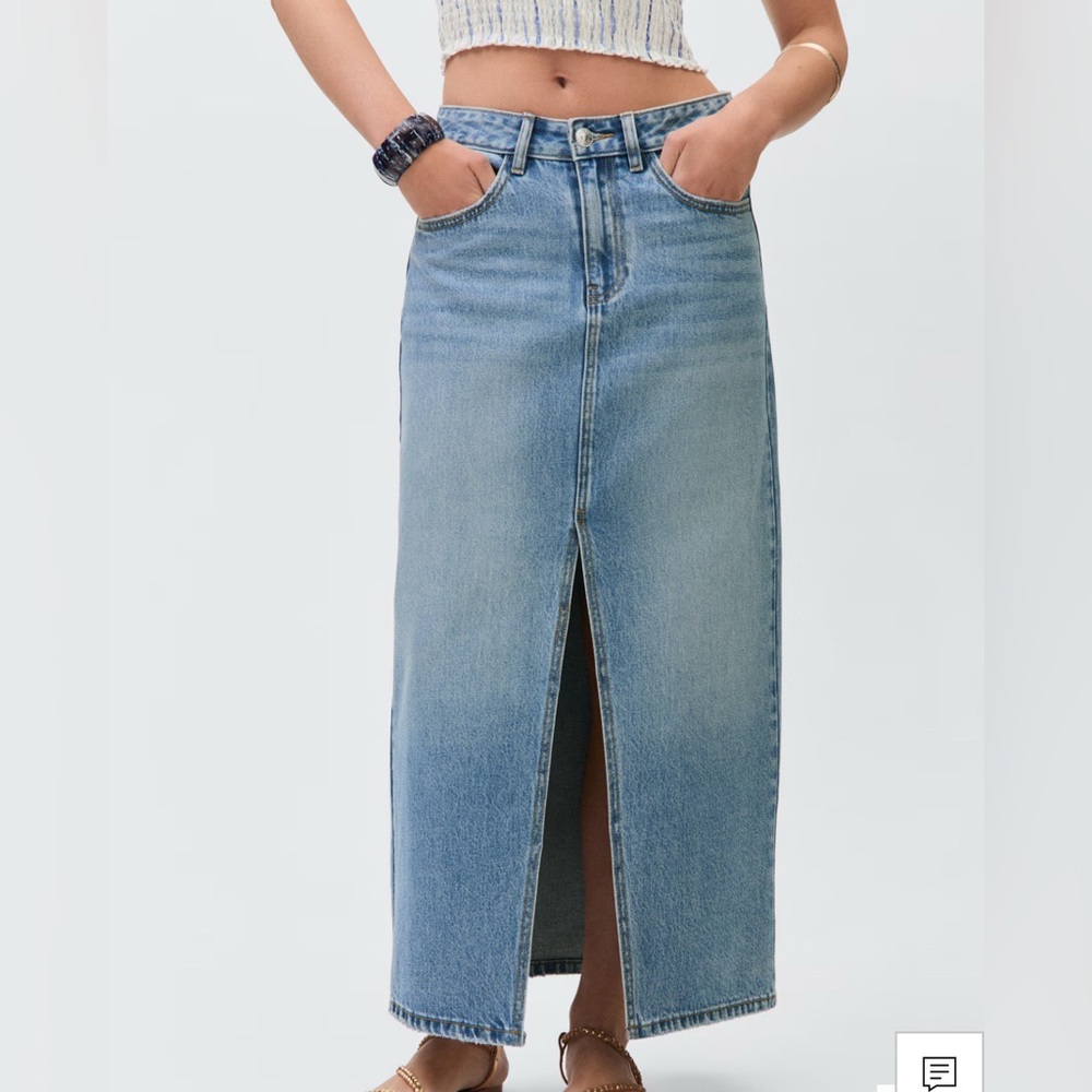 Mango Blue Wash Denim Maxi Skirt, Preloved